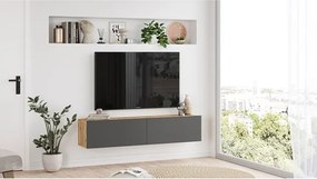 Mobile TV Sospeso 140 Cm 2 Ante Frontali Legno E Antracite Lenny