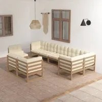 Set Divani da Giardino 9 pz con Cuscini Legno Massello di Pino cod mxl 44902