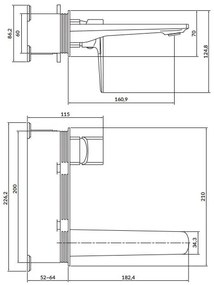 Cersanit S951-386-Rubinetto per lavabo da incasso LARGA cromo lucido