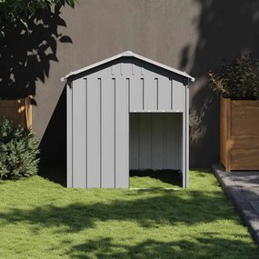 Casetta Cani Tetto Grigio Chiaro 117x103x123 Cm Acciaio Zincato /