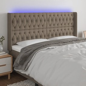 Testiera A Led Tortora 183x16x118/128 Cm İn Tessuto /