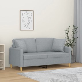 Divano A 2 Posti Con Cuscini Grigio Chiaro 140 Cm İn Tessuto /