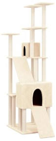 Albero per gatti con tiragraffi in sisal crema 190 cm