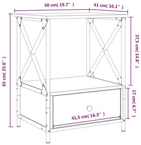 Comodini 2 pz Rovere Fumo 50x41x65 cm in Legno Multistrato