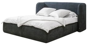 Letto matrimoniale imbottito blu scuro con contenitore con griglia 160x200 cm Louise - Bobochic Paris