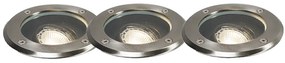 Set di 3 faretti da terra per esterni in acciaio orientabili IP65 - Delux