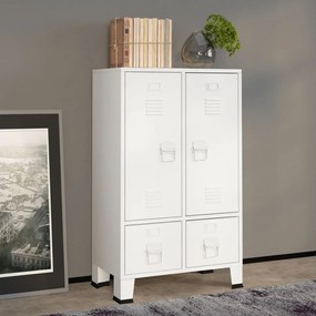 Armadio Industriale Bianco 67x35x107 Cm İn Acciaio /