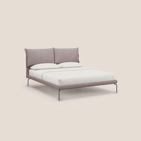 Bice letto imbottito con cuscini e piedi alti in metallo in tessuto impermeabile T02 rosa