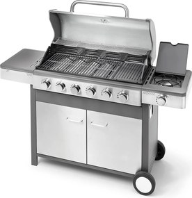 Barbecue a Gas GPL 6 Fuochi + 1 Fornello Laterale Ompagrill Indianapolis 7/B in Acciaio Inox...
