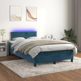 Letto a molle con materasso e led blu scuro 120x200cm