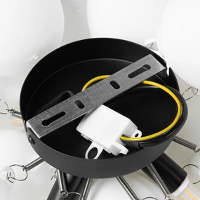 Plafoniera Art Déco nera con vetro opalino 3 luci - Uvas