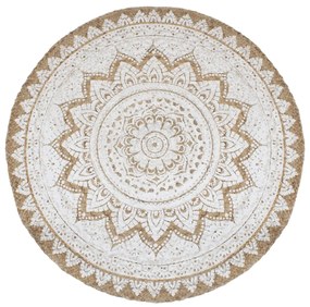 Tappeto İn Juta Intrecciata Con Stampa 240 Cm Rotondo /