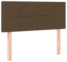 Letto a Molle Materasso e LED Marrone Scuro 80x200cm in Tessuto