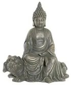 Statua Decorativa DKD Home Decor 38 x 25 x 43 cm Nero Dorato Buddha Grigio scuro Orientale Moderno