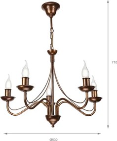 Lampadario a catena ANTON 5xE14/15W/230V, finitura bronzo