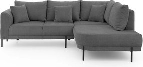 Divano angolare grigio scuro (con penisola a destra/a L) con rivestimento in ciniglia Mauris – Ropez