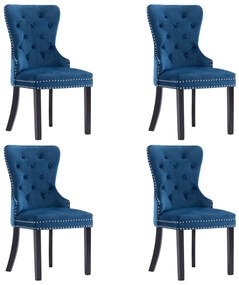 Sedie Da Pranzo 4 Pz Blu İn Velluto /
