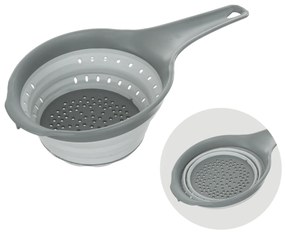 Scolapasta salvaspazio pieghevole grigio con manico