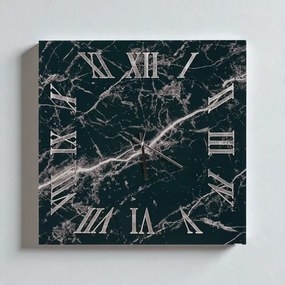 Orologio quadrato effetto marmo in vetro temperato Nero 65x65 cm - WALM
