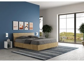 Letto Ankel contenitore testata doghe Inclinata quercia 160x190