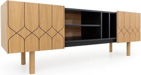 Tavolo TV in rovere nero/naturale 175x60 cm Porto - Woodman