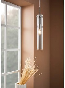 Lampadario argentato con paralume in vetro Tubo – Markslöjd