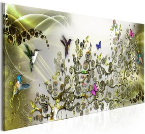 Quadro Hummingbirds Dance (1 Part) Green Narrow  Colore Bianco, Dimensioni e Misure 150x50