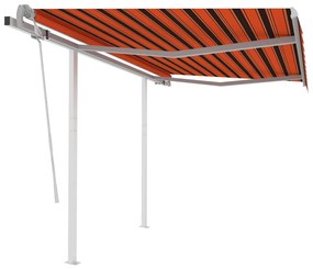 Tenda Da Sole Retrattile Manuale Pali 3x2,5 M Arancio Marrone /