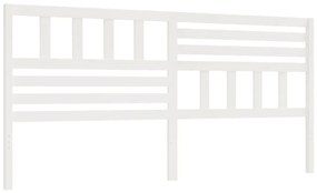 Testiera per letto bianca 206x4x100cm in legno massello di pino