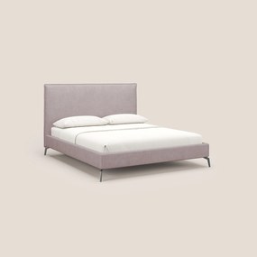 Iris letto imbottito con piedini neri sfoderabile in tessuto impermeabile T02 rosa