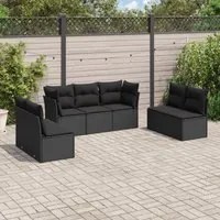 Set Divani da Giardino con Cuscini 7pz Nero Polyrattan 3249244