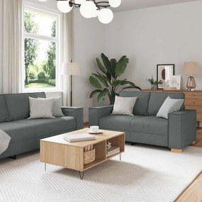 Set Di Divani 2 Pz Con Cuscini Grigio Scuro İn Tessuto /