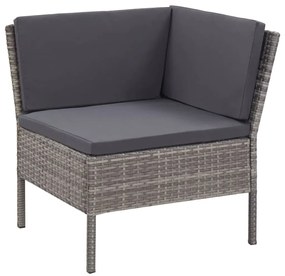 Set Divani da Giardino 6 pz con Cuscini in Polyrattan Grigio