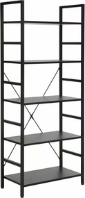 Libreria Loft R5 in metallo e laminato nero – 60x30x146 cm