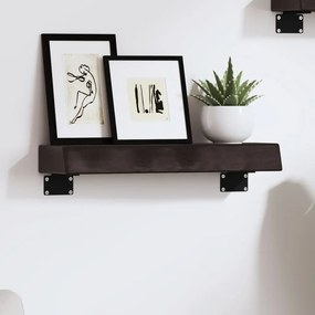 Ripiano Muro Marrone Scuro 40x10x6 Cm Massello Rovere Trattato /