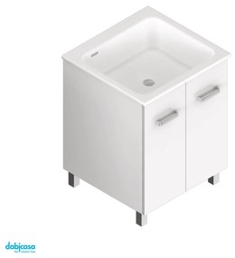 Xilon "Nanco" Lavatoio Da Terra 60x50 C/Cassa Bianco Opaco e Frontale Bianco Lucido