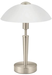 Lampada da tavolo grigia con paralume in vetro e intensità regolabile (altezza totale 35 cm) SOLO 1 – EGLO