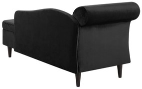Chaise longue velluto nero e legno scuro lato sinistro LUIRO Beliani