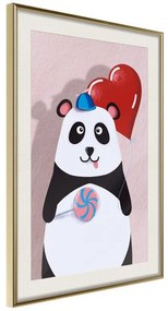 Poster  Happy Panda  Cornice Quadri Cornice d'oro con passe-partout, Larghezza x Altezza Home decor 20x30