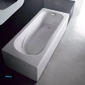 Treesse "Clizia" Vasca Da Bagno 140x70 Con Telaio Pannello Frontale e 1 Pannello Laterale Bianco Lucido