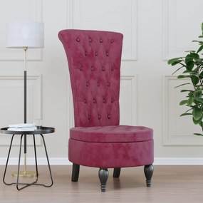 Sedia Schienale Alto Design con Bottoni in Velluto Elegante e Raffinata, Rosso Vino