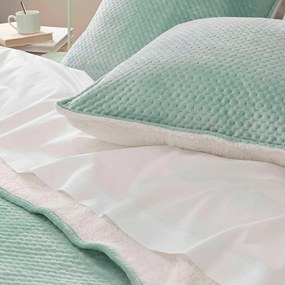 Set con copriletto e federa verde in sherpa con rivestimento trapuntato 240x220 cm Mylene – douceur d'intérieur