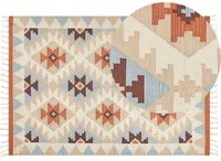 Tappeto Kilim in cotone multicolore 160 x 230 cm reversibile con motivo geometrico rettangolare Tradizionale