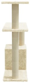 Albero per gatti con tiragraffi in sisal crema 70 cm