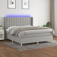 Letto a Molle Materasso e LED Grigio Chiaro 160x200 cm Tessuto cod mxl 57909