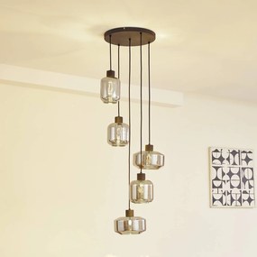 Lampada a sospensione in vetro Hildur Lindby, dimmerabile, Alluminio / Grigio / Zincato, Soggiorno / Sala da pranzo, Vetro, Lampada a sospensione