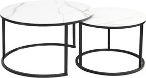Set di Tavolini da caffè Atlanta C effetto marmo bianco/nero