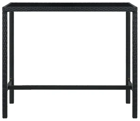 Set bar da giardino 7 pz con cuscini in polyrattan nero