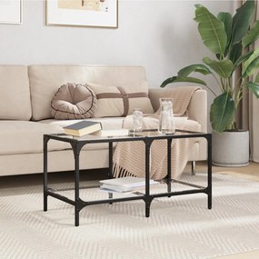 Tavolini Con Piano Vetro Trasparente 2 Pz 78,5x40x40 Cm Acciaio /