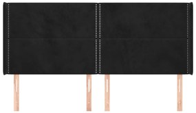 Testiera ad orecchio nera 163x16x118/128 cm in velluto